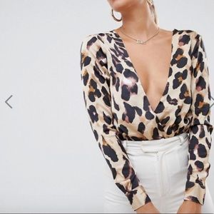 Missguided Silk Leopard Bodysuit
